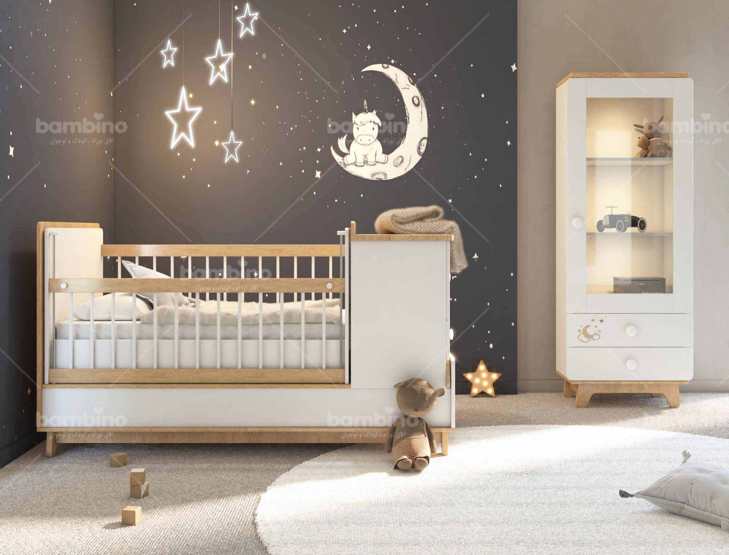 ویترین تک درب مون استار | سیسمونی کودک و نوجوان ویترین تک درب مون استار