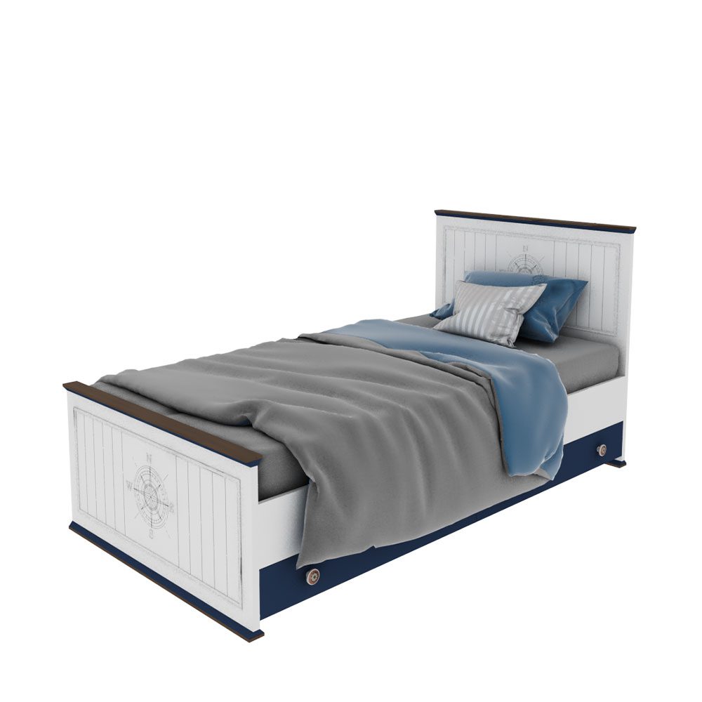 تخت خواب سرویس کاپیتان | 100*200 سیسمونی سفید آبی تخت خواب سرویس کاپیتان