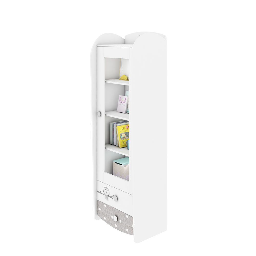 ویترین تک درب بردی | طرح پسرانه سفید طوسی ویترین تک درب بردی