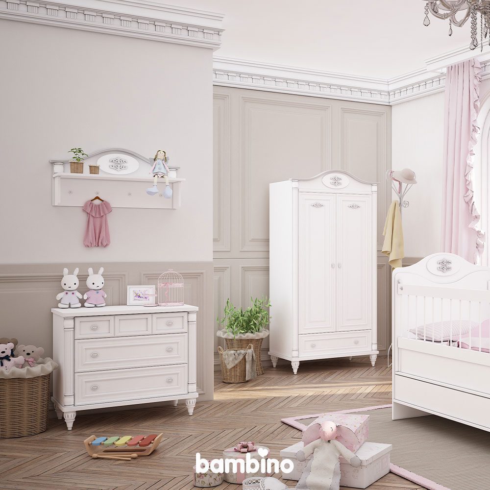 شلف دیواری سفید رومانتیک | طرح دخترانه شلف دیواری سفید رومانتیک