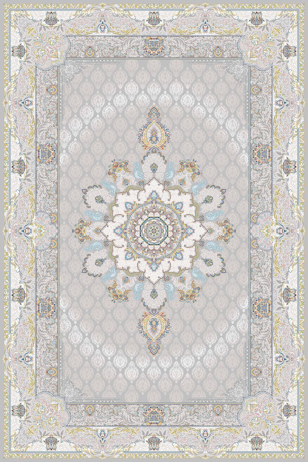 فرش ماشینی کد 3529 کلکسیون اشرافی نقره ای فرش ماشینی کد 3529