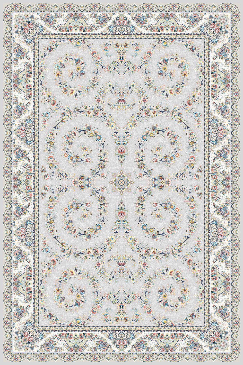 فرش ماشینی کد 3531 کلکسیون اشرافی نقره ای فرش ماشینی کد 3531