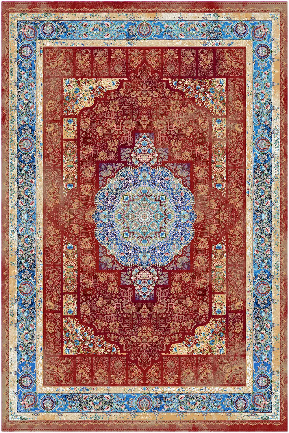 فرش ماشینی کد 5449 کلکسیون حریر | رنگ مسی فرش ماشینی کد 5449