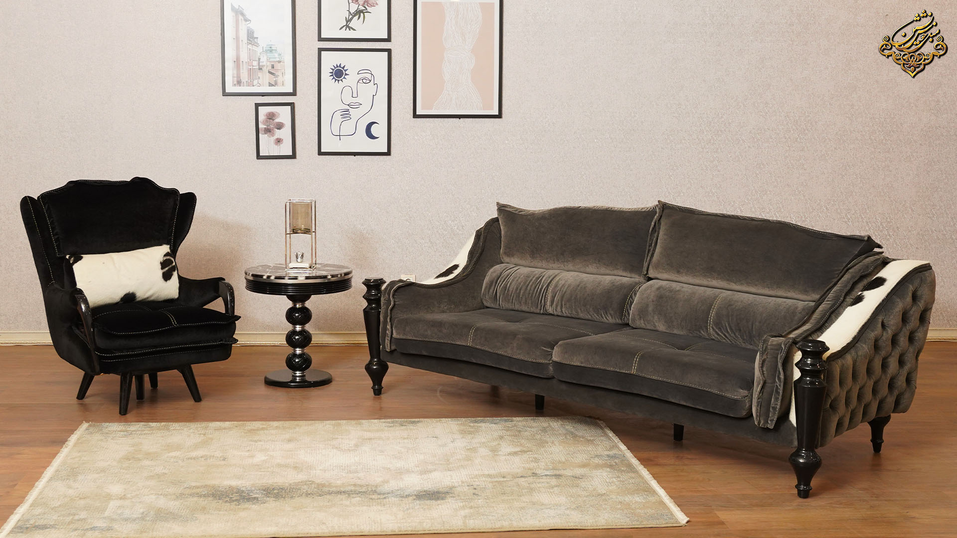 چیدمان مبل در پذیرایی مستطیل