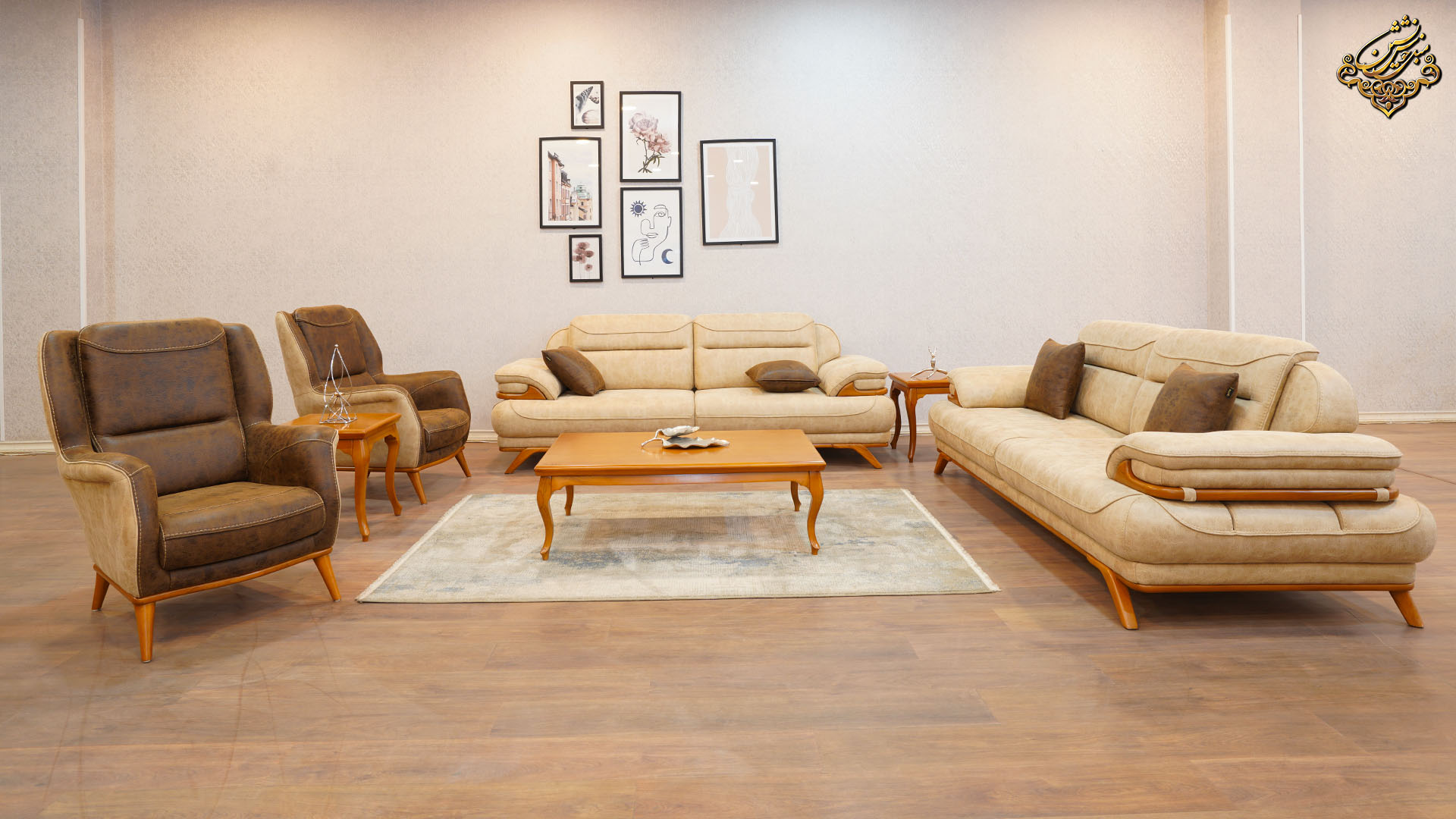 چیدمان مبل در پذیرایی مستطیل