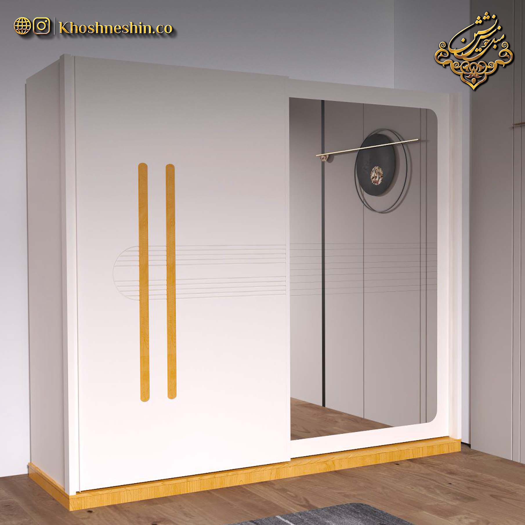 کمد لباس آینه دار با درب ریلی