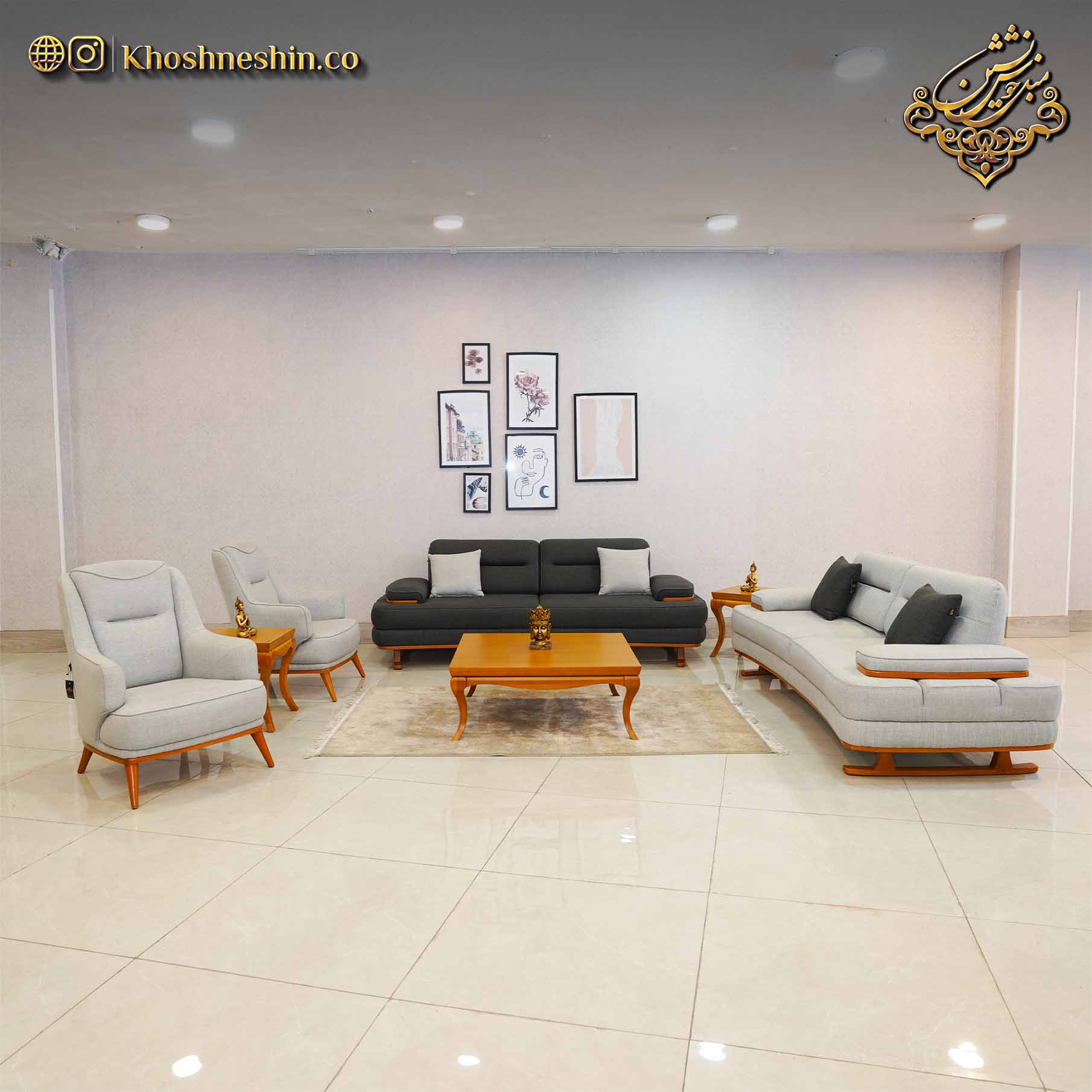 مبل راحتی جهیزیه سفید طوسی