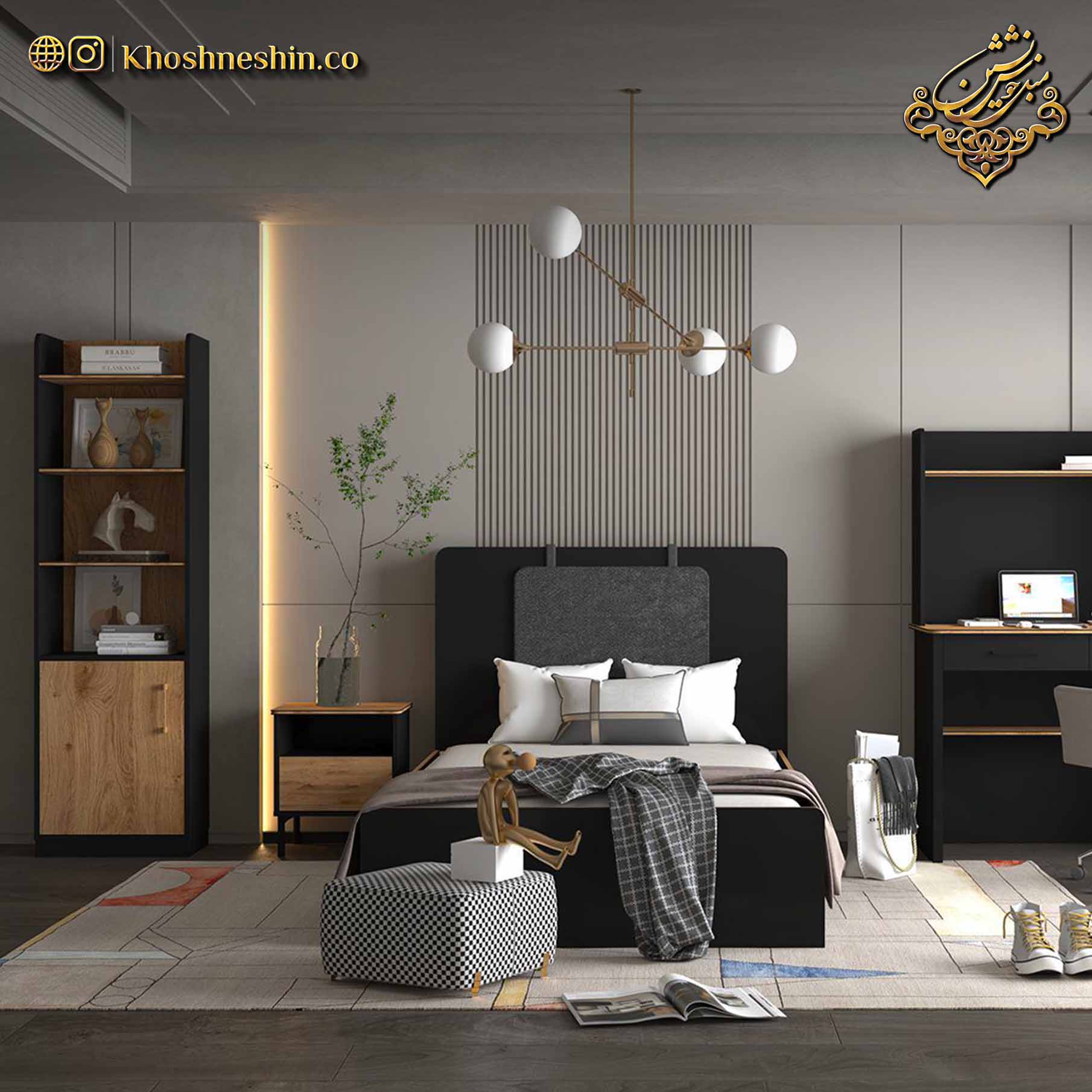 تخت یک نفره جدید مشکی