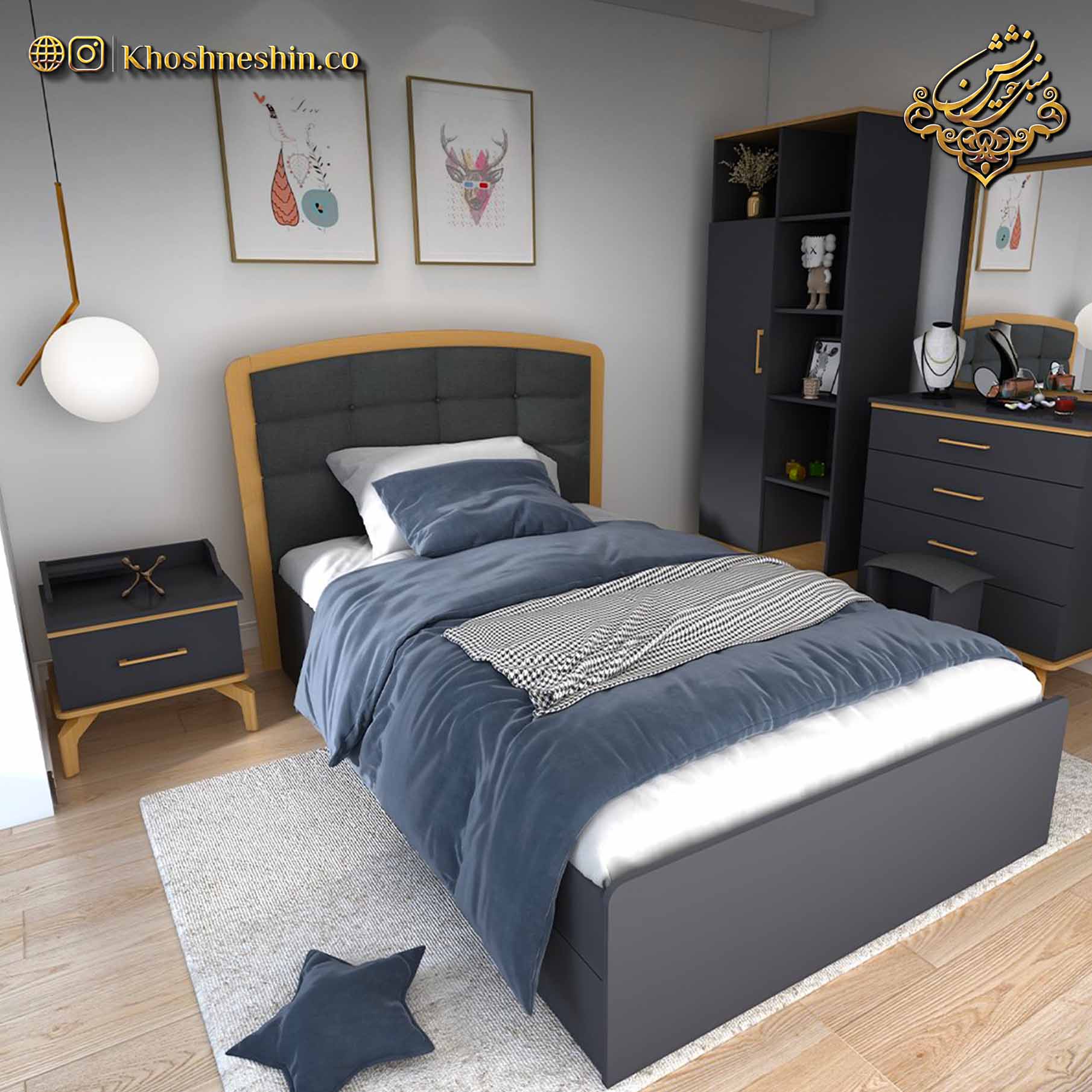 تخت یک نفره جدید مشکی