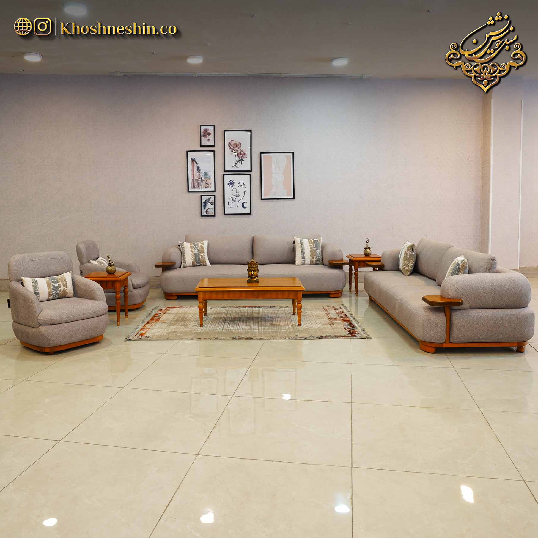 ست مبل طوسی کرم