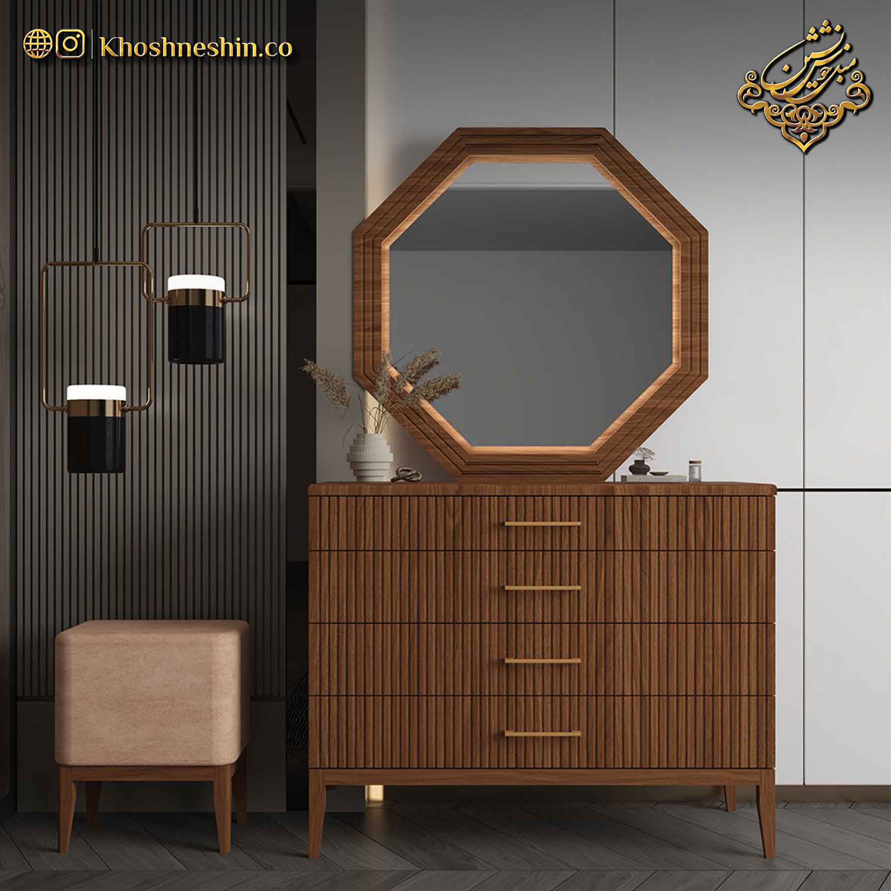 میز آرایش برای اتاق کوچک با طرح چوب