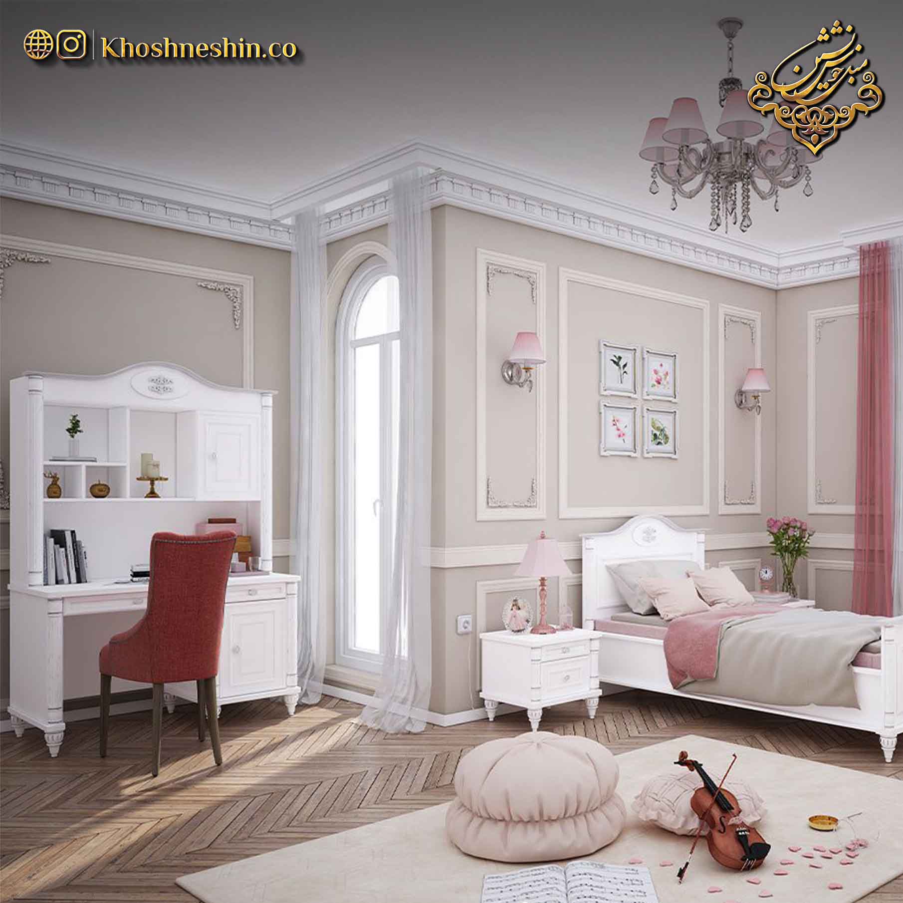 میز تحریر همراه با کتابخانه