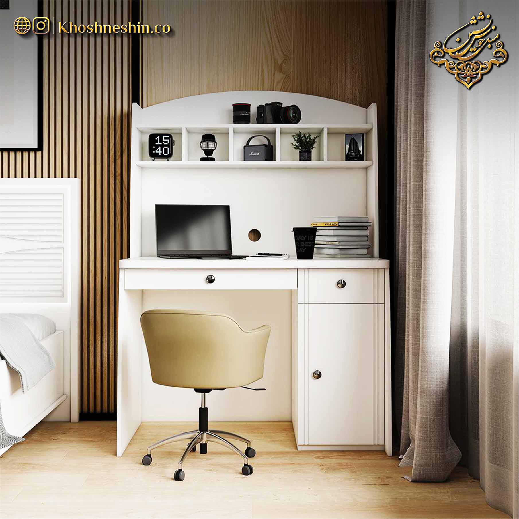 میز تحریر همراه با کتابخانه