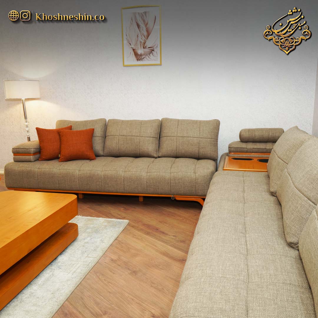 مبلمان ال (L-shape) برای فضاهای کوچک و نورپردازی خلاقانه و دکوری شیک