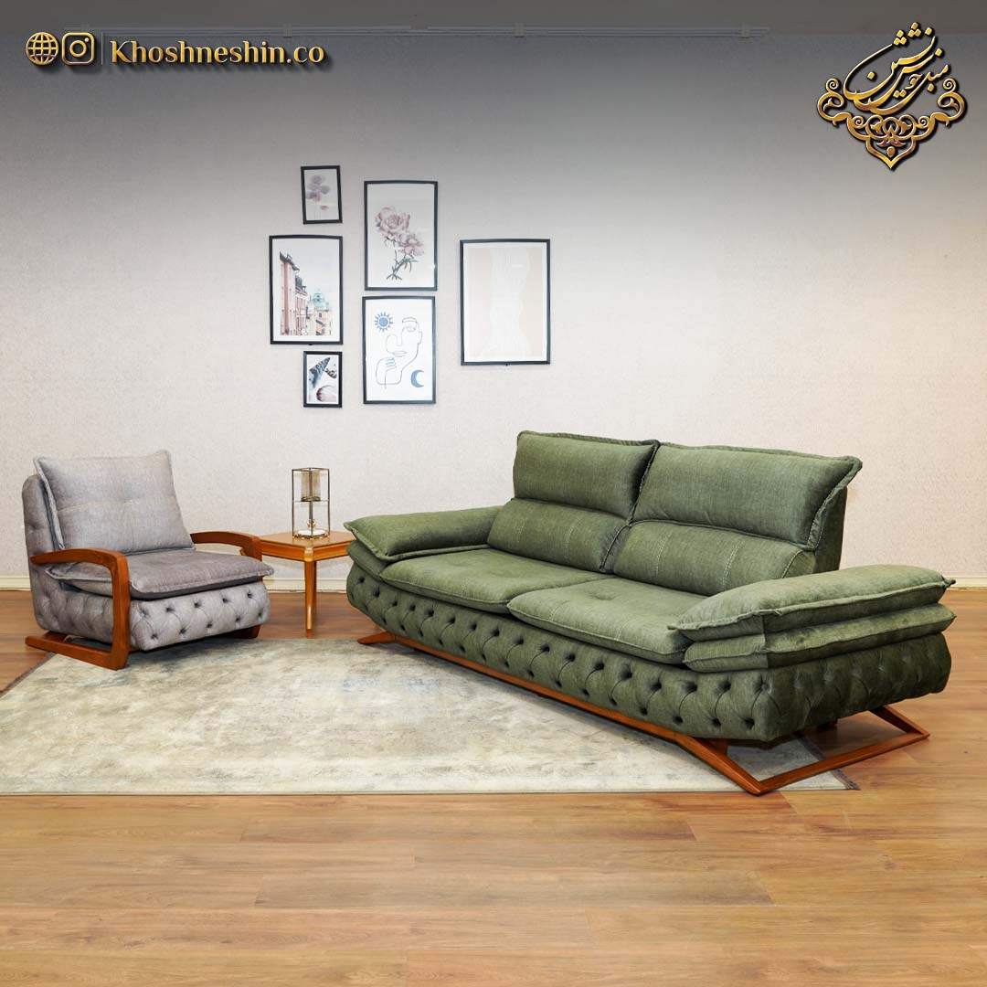 مبل راحتی سبز و طوسی مدل آلیسون