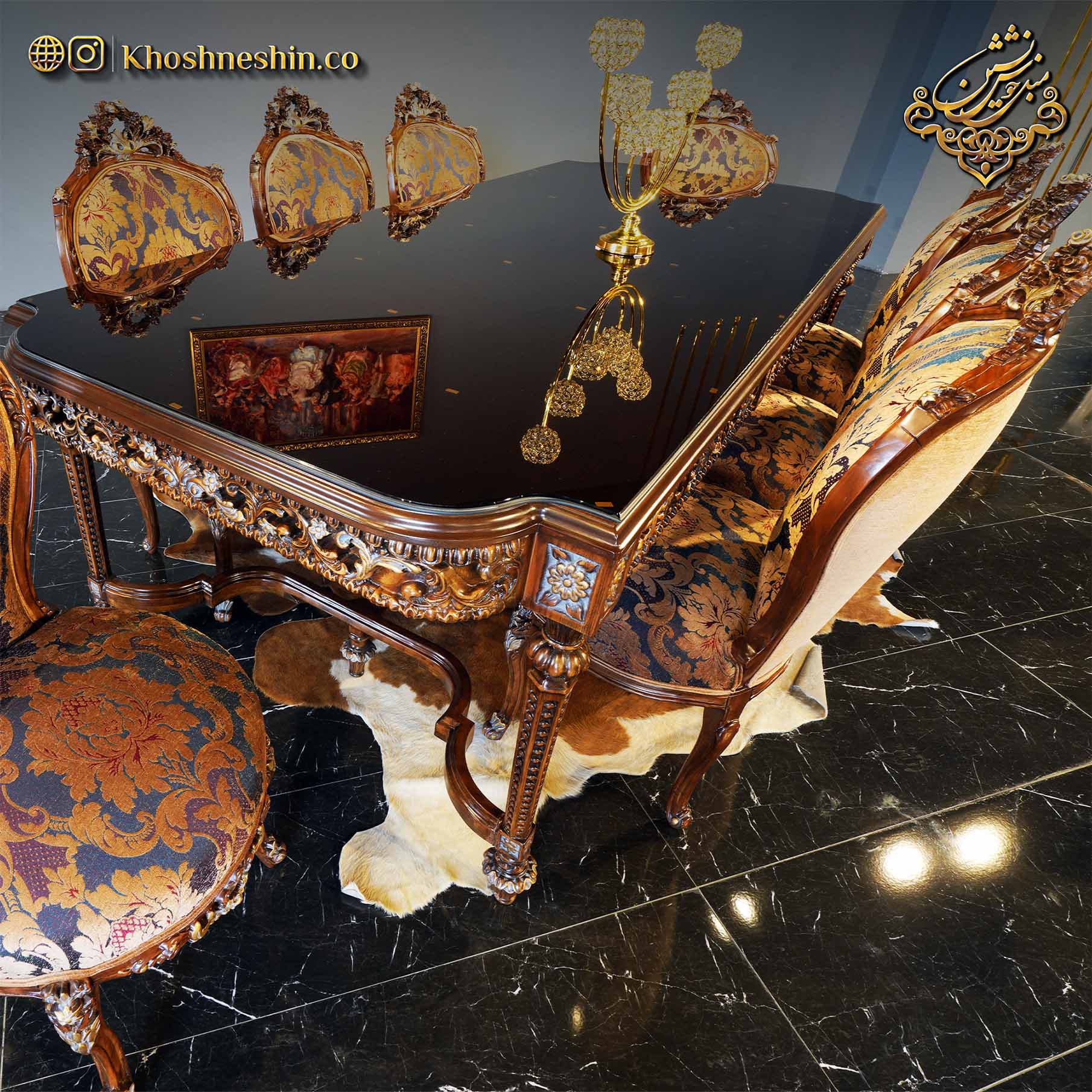 اصول رنگبندی مبل کلاسیک با میز ناهارخوری