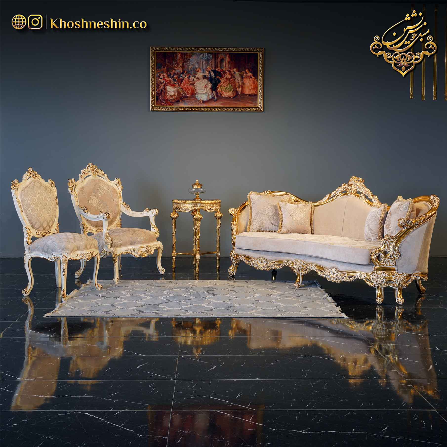 مبلمان سلطنتی سفید رنگ مدل اشرافی