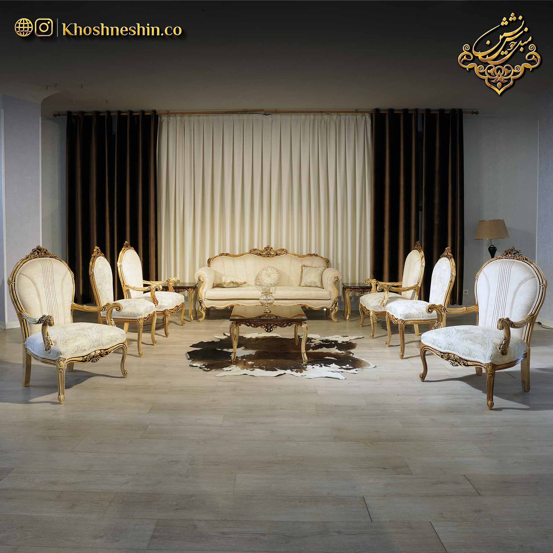 مبل کلاسیک کرم مدل انگلیسی با طراحی مینیمال