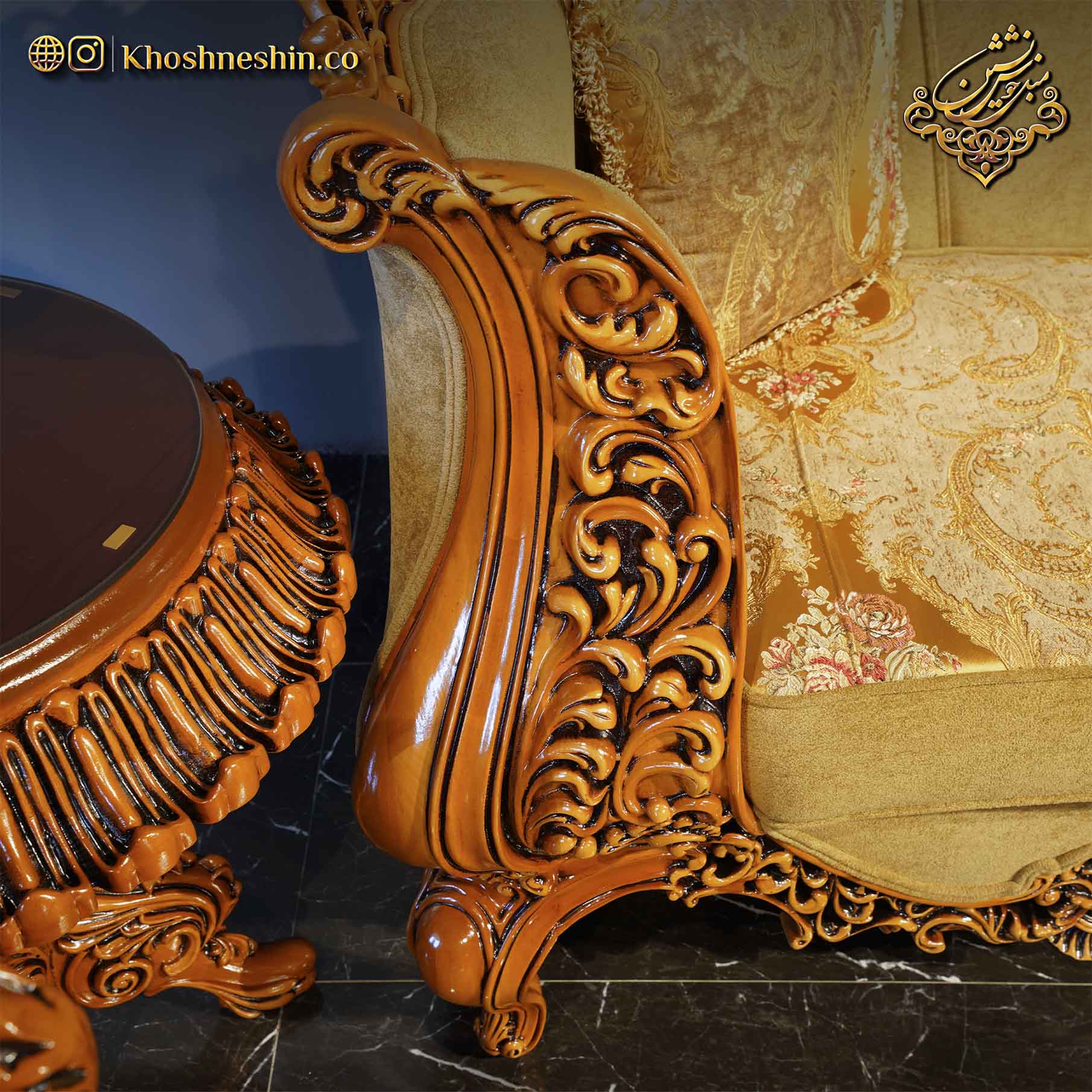 مبل سلطنتی چوبی پر منبت