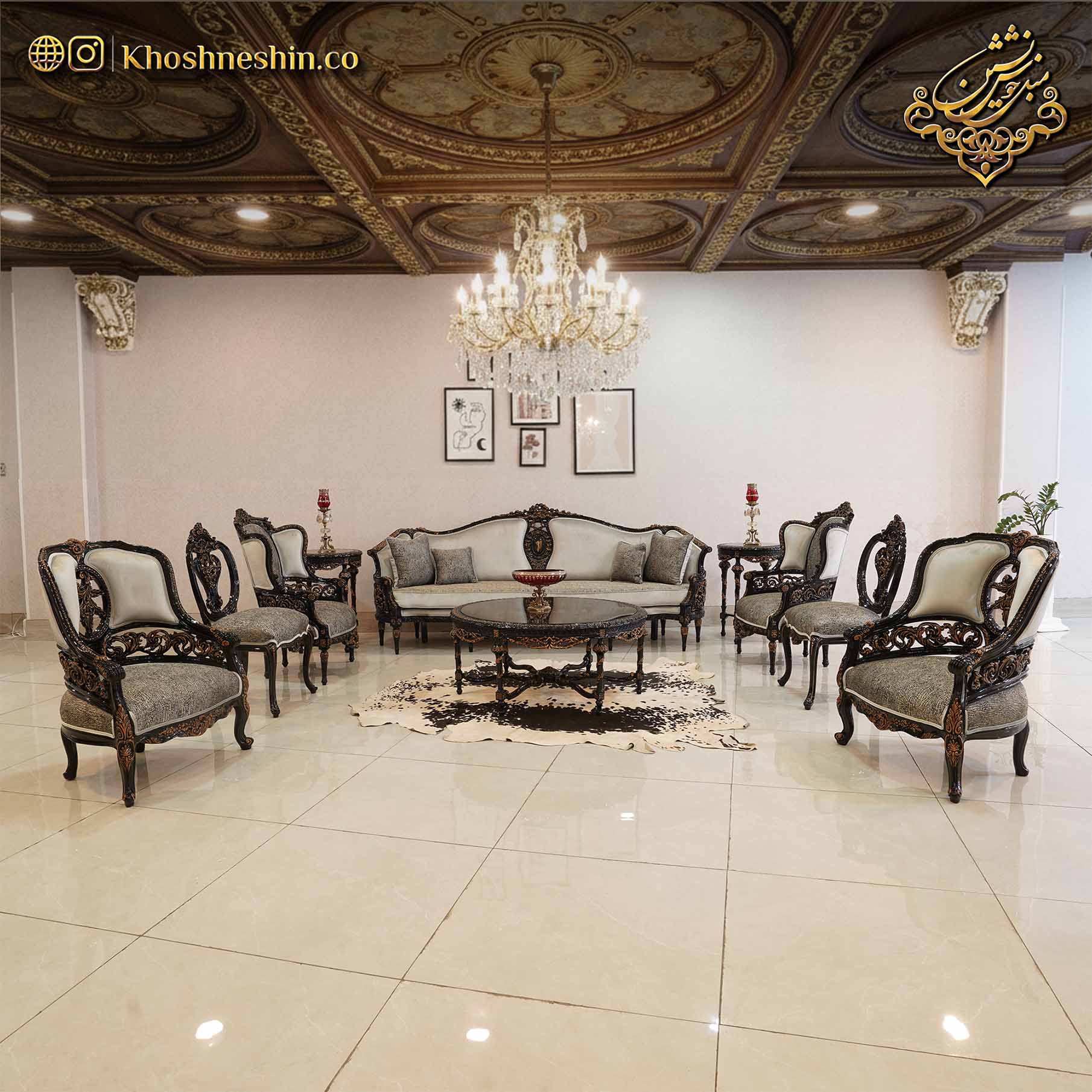 مبل سلطنتی چوبی مدل لئوناردو پرمنبت