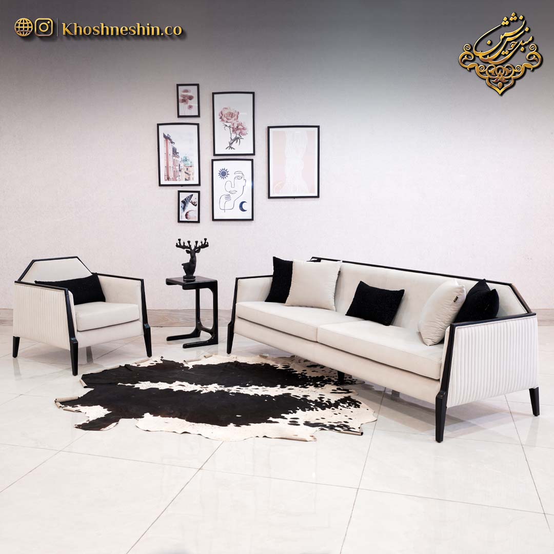 مبل راحتی مجلسی مدل دیور سفید مشکی