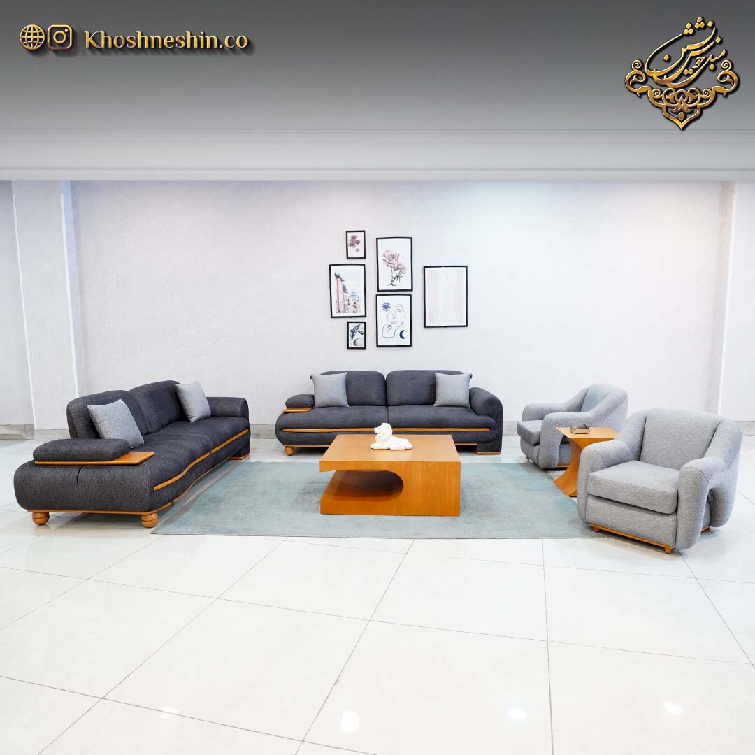 مبل راحتی دو رنگ مدل رافائل طوسی