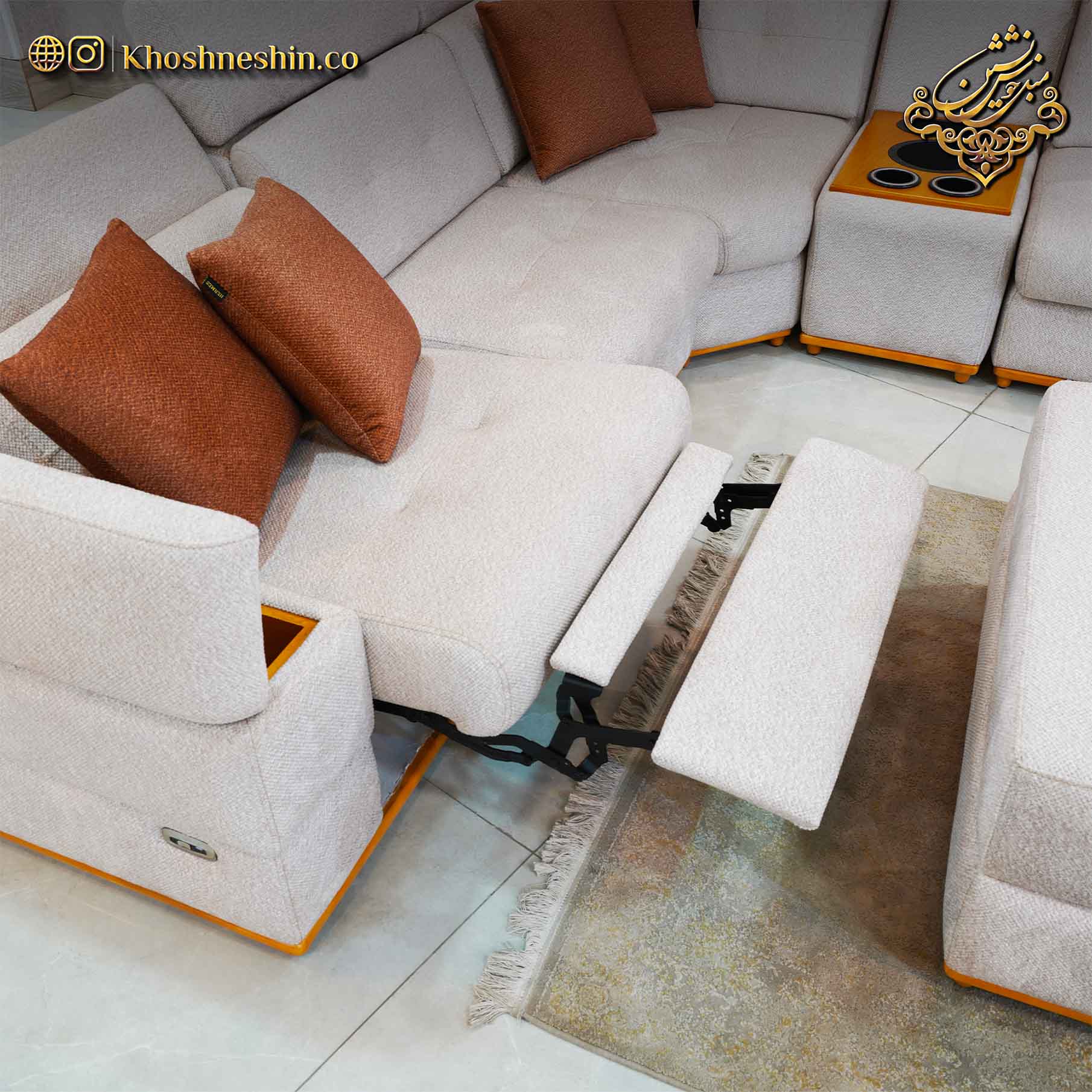 مبل راحتی ال با میکانیزم تخت خواب شو