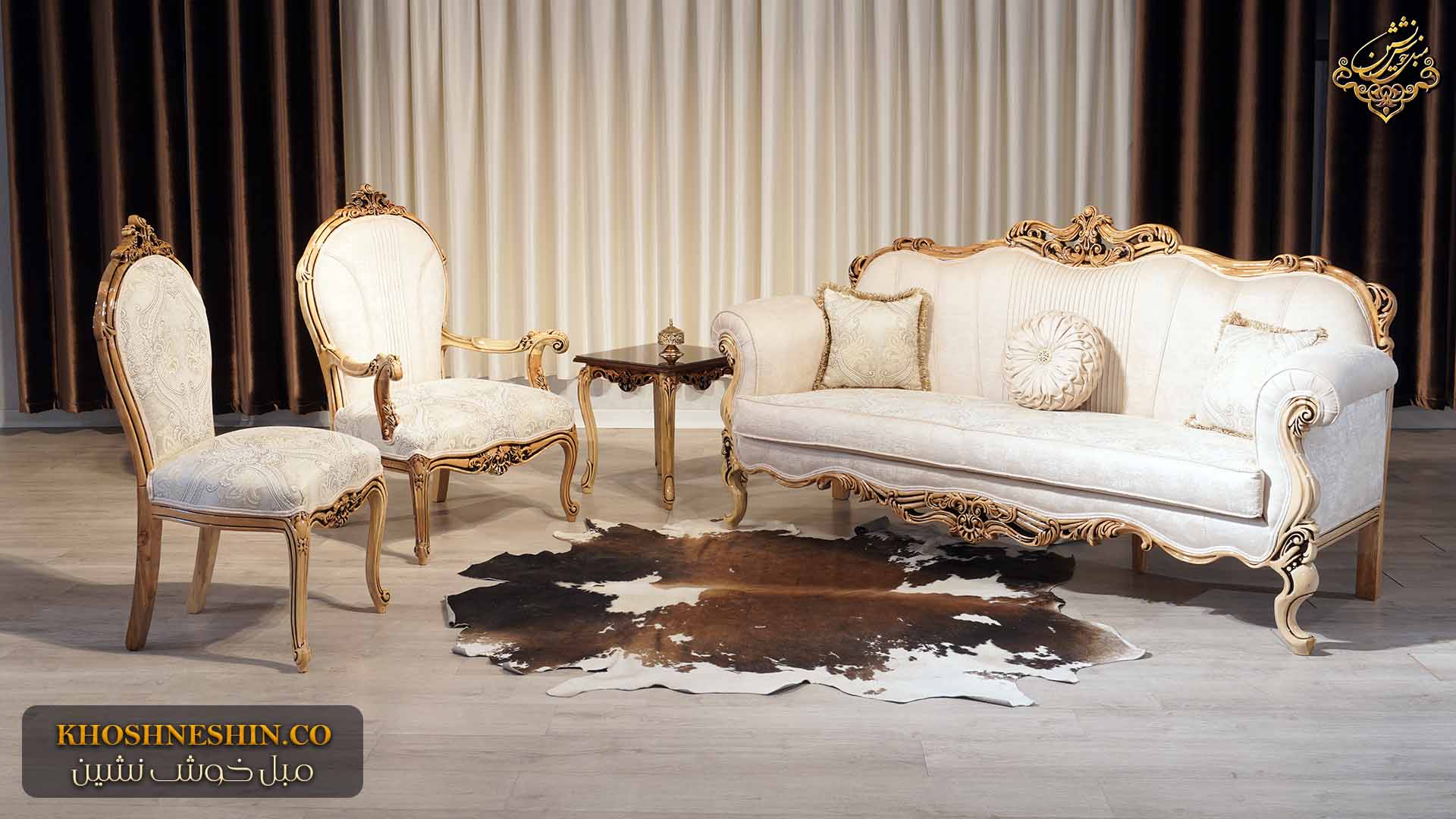 مبل کلاسیک دسته چوبی