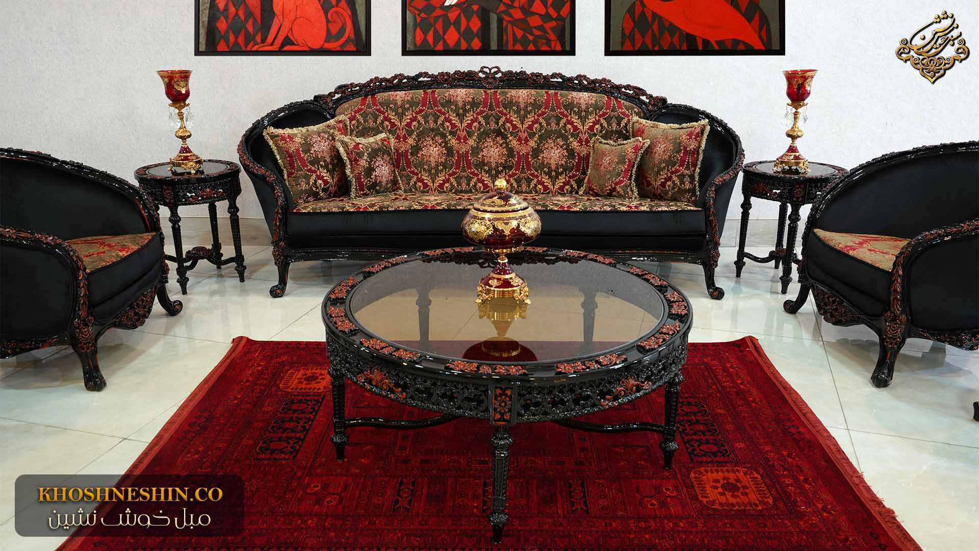 مبل کلاسیک با پارچه طرح دار