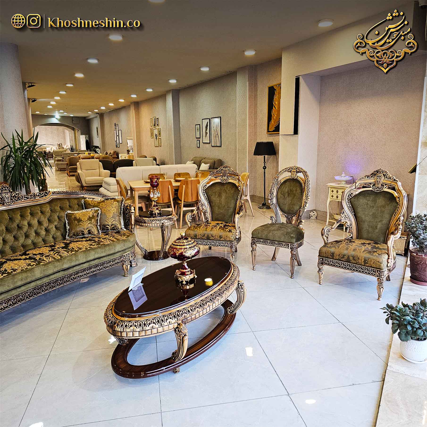 مبل سلطنتی رنگ چوب ترند مدل هخامنش
