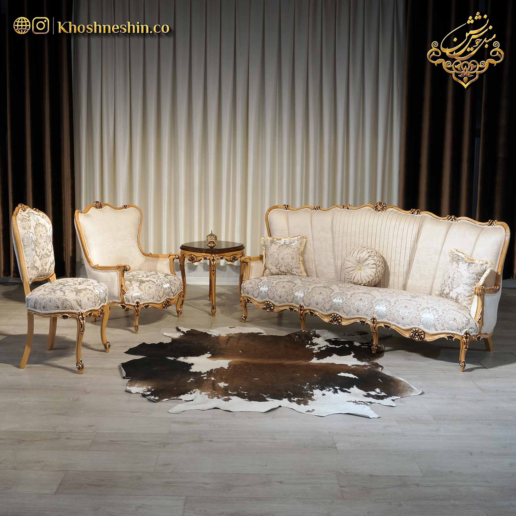 مبل کلاسیک مدل پایه کوتاه ایتالیایی 9 نفره
