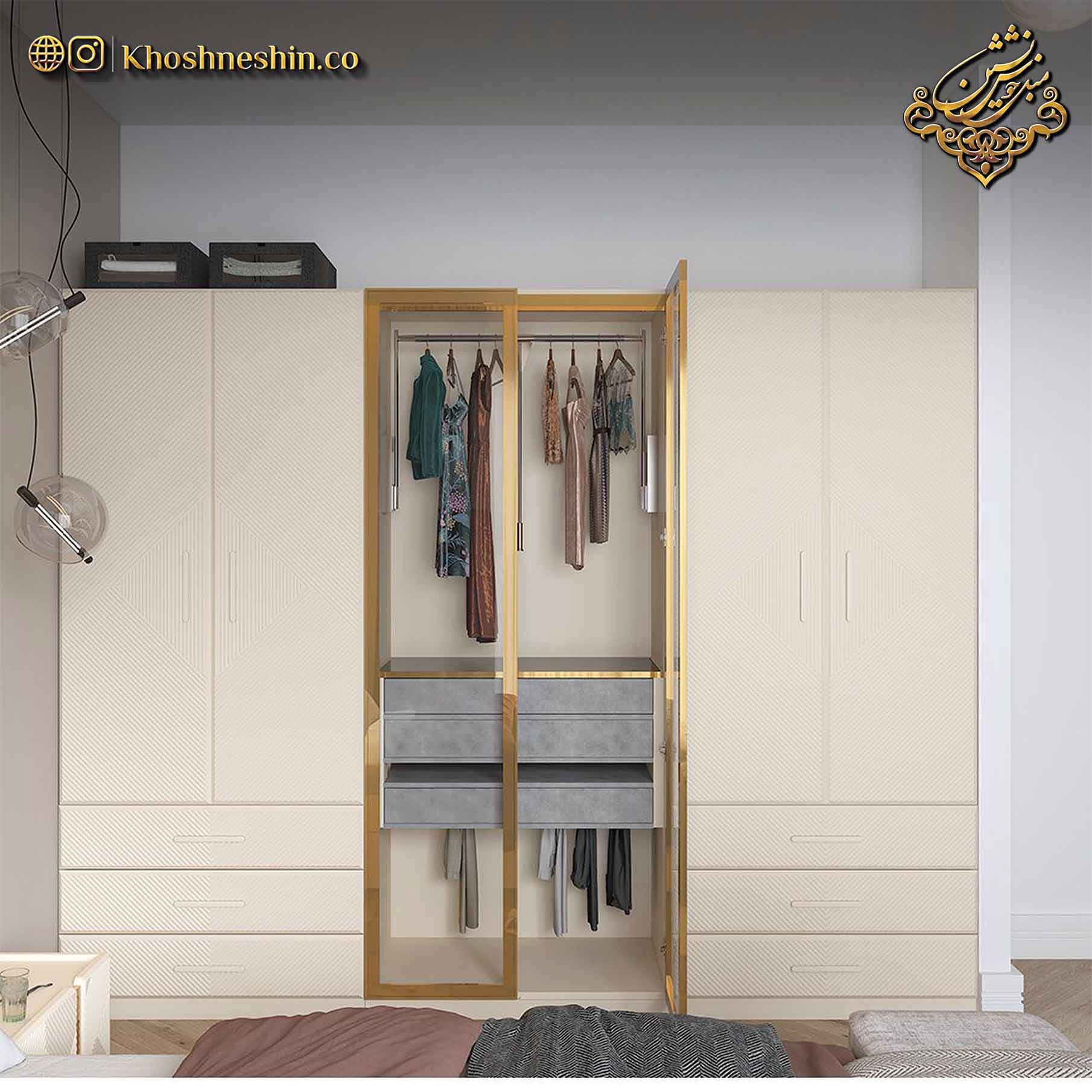کمد لباس مدل ناتل دو درب سه کشو